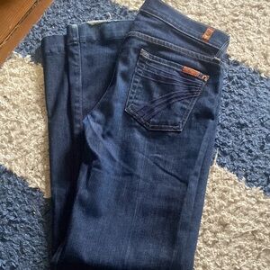 7  For All Mankind Dojo Low Rise Flare Leg Jeans Size 26 Whiskering Stretch Y2K